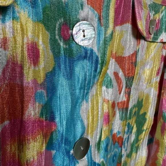 Ruby Red Pastel Round Neck Over Coat Pastel Multi Color Floral Blazer Jacket 20W - Picture 6 of 10